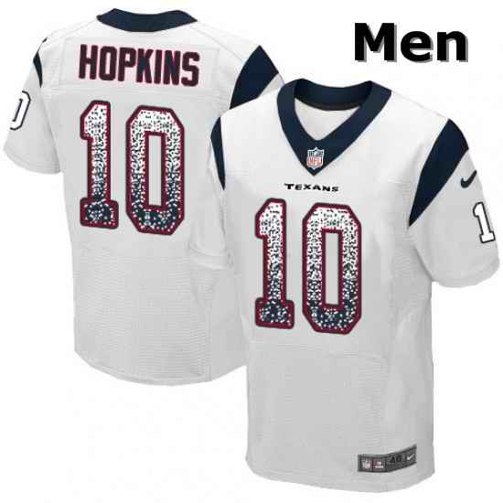 Men Nike Houston Texans 10 DeAndre Hopkins Elite White Road Drift Fashion NFL Jersey